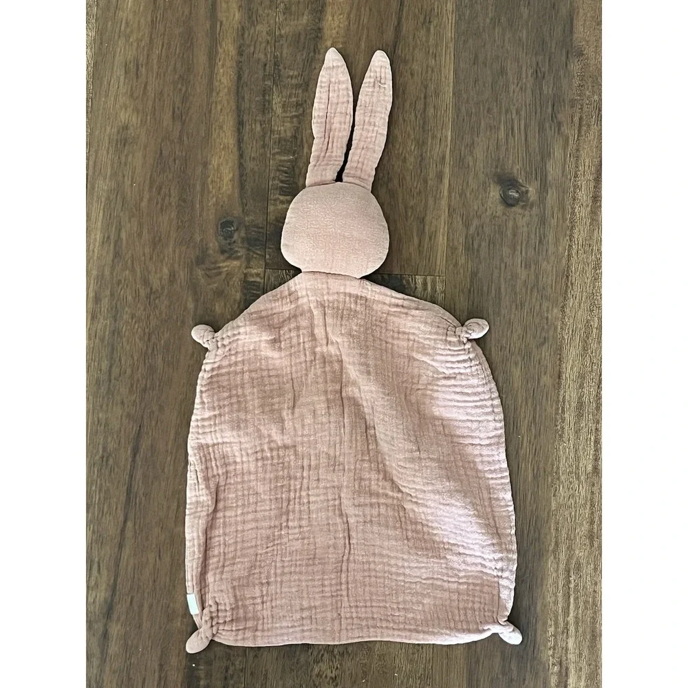 Mikito Bunny Rabbit Muslin Knotted Lovey Security Blanket Rose Heart Nose